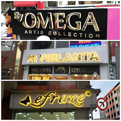 Gold Zemine Işıklı Harf