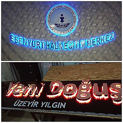 Zemine Işıklı Paslanmaz Harf